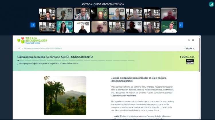 Momento del curso de verificadores de los resultados de la herramienta digital “Viaje a la descarbonización” impartido por AENOR Momento del curso de verificadores de los resultados de la herramienta digital “Viaje a la descarbonización” impartido por AENOR