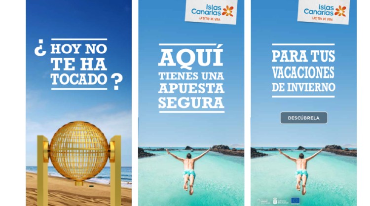 Imagen de la acción de marketing contextual de Islas Canarias coincidiendo con la celebración de la Lotería de Navidad