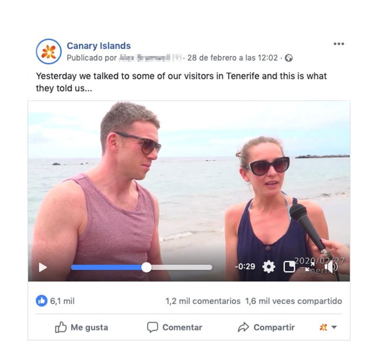 Canary Island profiles on social media have posted videos in several different languages featuring testimonies by tourists to reassure visitors against coronavirus hoaxes