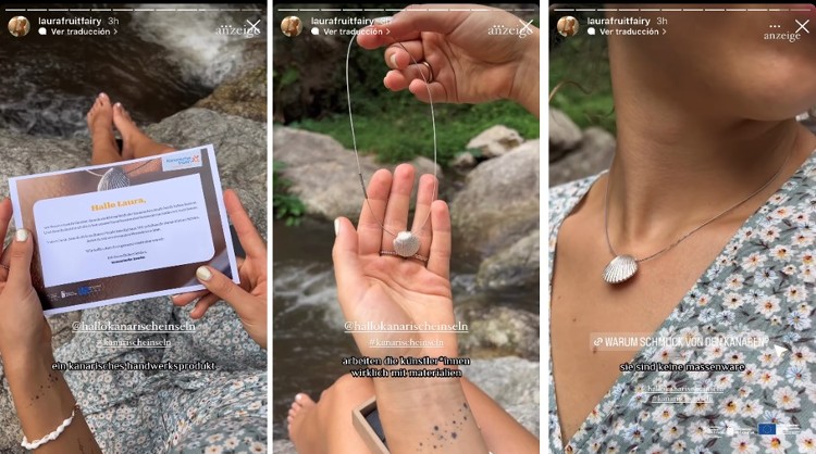 Publicación en Instagram de la influencer Laura Grosch de uno de los productos artesanos de las Islas Canarias