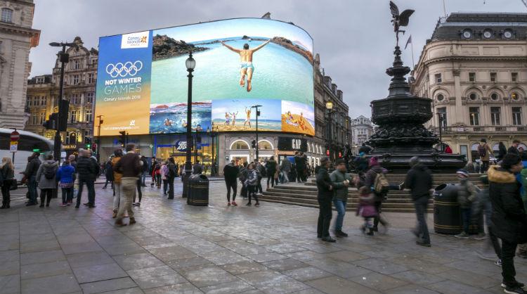 Canary Island Campaign #NotWinter Games at Picadilly Circus