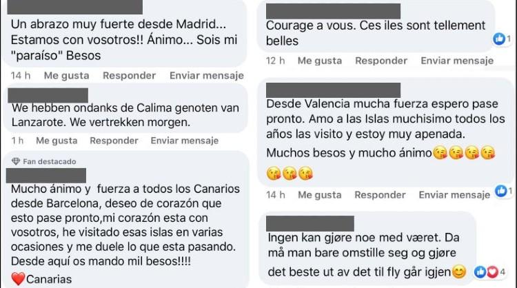 Algunos de los comentarios recibidos en las redes sociales de Islas Canarias