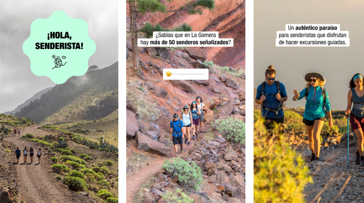 Una de las creatividades para las redes sociales de Islas Canarias destinadas a turistas que practican senderismo