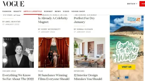 Banner publicitario de la campaña inteligente de Islas Canarias impulsada con el grupo tecnológico Amadeus