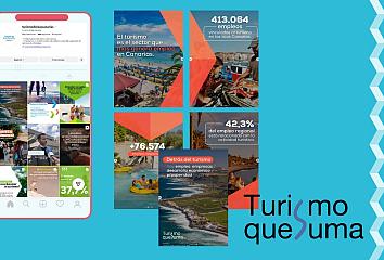 Aplicación del logo de Turismo que Suma en una publicación de uno de los perfiles de redes sociales de Turismo de Islas Canarias