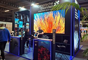 Estand de Islas Canarias en la feria Duikvaker dedicada al buceo