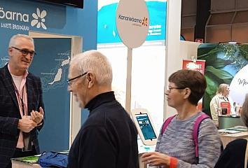 Mostrador de Islas Canarias en la feria Senior Mässan de Gotemburgo, Suecia