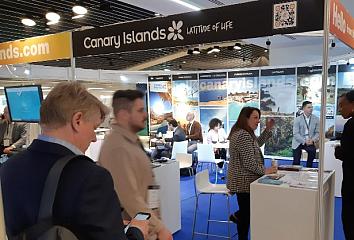 Estand de Islas Canarias en el International Sport Convention 2022 de Londres