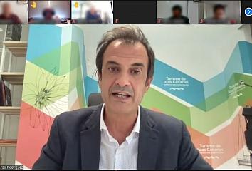 José Juan Lorenzo, gerente de Turismo de Islas Canarias, durante la presentación de "Canarias Destino" organizada por DIRCOM Canarias