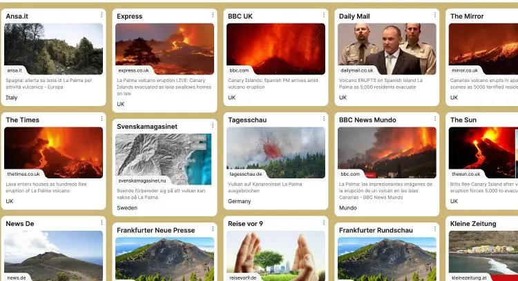 Repercusión en prensa internacional sobre la situación volcanológica en La Palma.